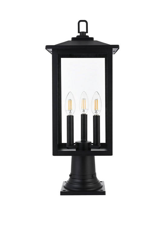 Elegant Lighting - OD325P22BK - Three Light Outdoor Post Mount - Carlisle - Black