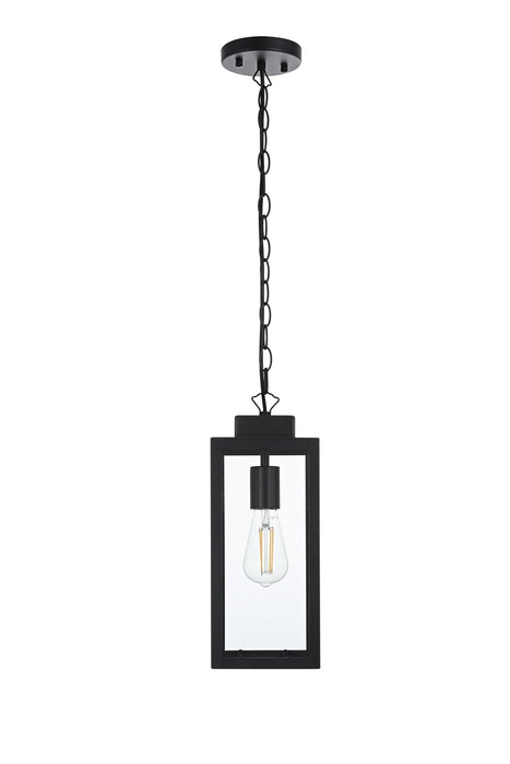 Elegant Lighting - OD330H15BK - One Light Outdoor Pendant - Hilton - Black