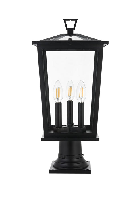 Elegant Lighting - OD332P21BK - Three Light Outdoor Post Mount - Cayman - Black