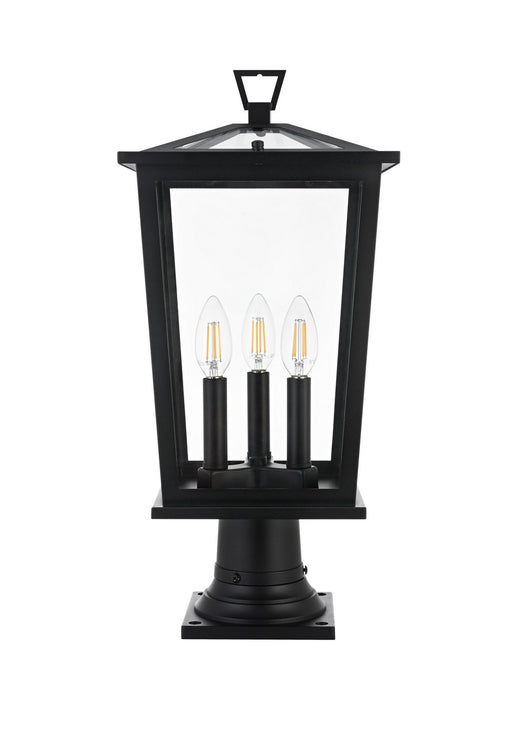 Elegant Lighting - OD332P21BK - Three Light Outdoor Post Mount - Cayman - Black