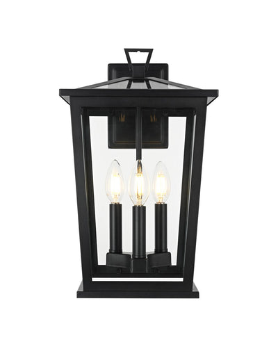 Cayman Three Light Outdoor Wall Sconce Black