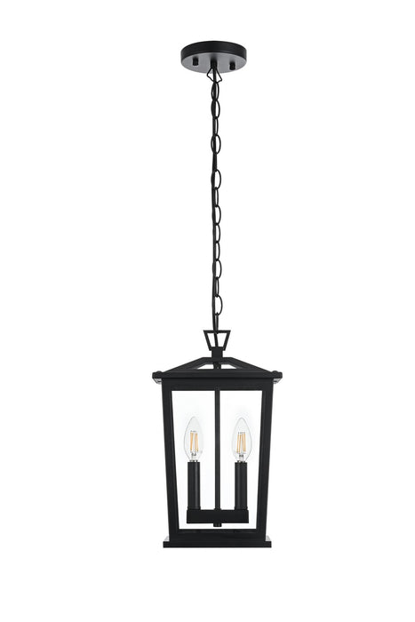 Elegant Lighting - OD333H15BK - Two Light Outdoor Pendant - Berks - Black
