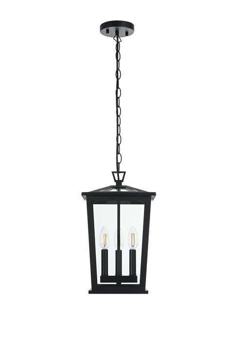 Elegant Lighting - OD333H16BK - Three Light Outdoor Pendant - Berks - Black