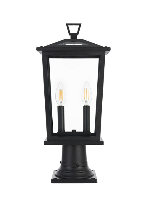 Elegant Lighting - OD333P20BK - Two Light Outdoor Post Mount - Berks - Black