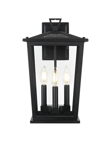 Berks Three Light Outdoor Wall Sconce Black