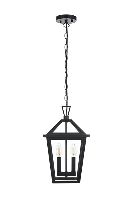 Elegant Lighting - OD334H17BK - Two Light Outdoor Pendant - Frankford - Black