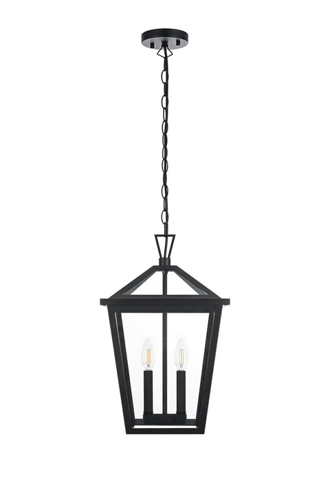 Elegant Lighting - OD334H19BK - Two Light Outdoor Pendant - Frankford - Black