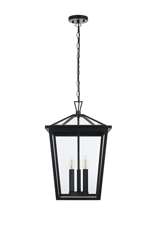Elegant Lighting - OD334H22BK - Three Light Outdoor Pendant - Oxford - Black
