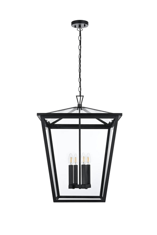 Elegant Lighting - OD334H27BK - Four Light Outdoor Pendant - Oxford - Black