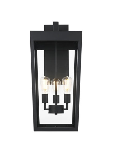 William Three Light Outdoor Wall Sconce Black