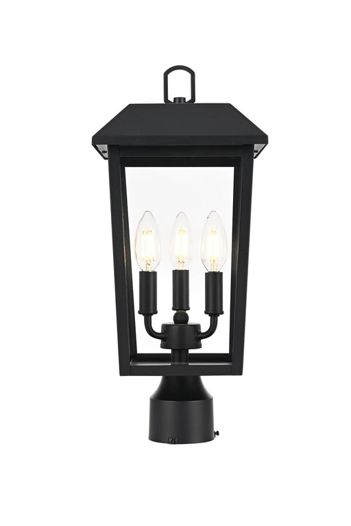 Elegant Lighting - OD502P18BK - Three Light Outdoor Post Mount - Riggs - Black