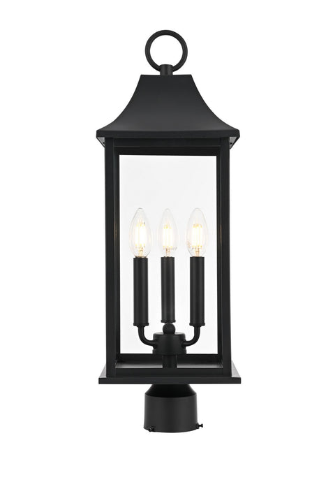 Elegant Lighting - OD503P24BK - Three Light Outdoor Post Mount - Shepard - Black