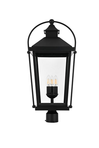 Luz Three Light Outdoor Post Mount Black