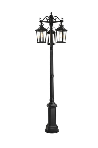 Luz Three Light Outdoor Post Mount Black