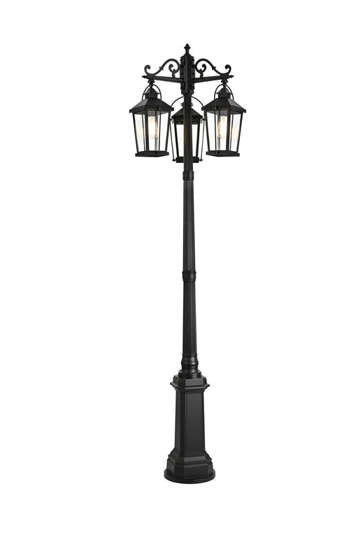 Elegant Lighting - OD605P84BK - Three Light Outdoor Post Mount - Luz - Black