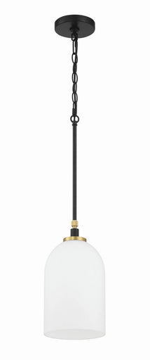 Council One Light Pendant Flat Black/Satin Brass