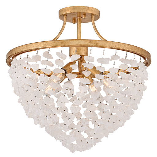 Myra LED Semi-Flush Mount Distressed Brass
