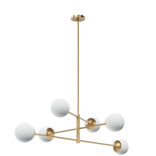 Hunter - 13207 - Six Light Chandelier - Hepburn - Alturas Gold