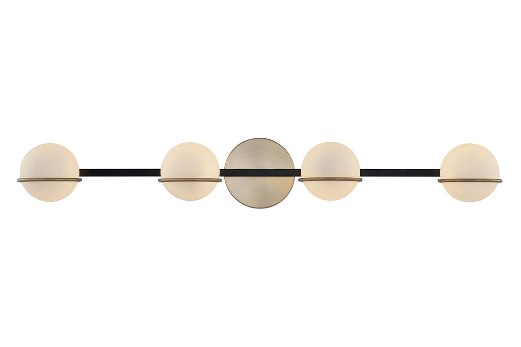 Justice Designs - FSN-4164-OPAL-MBBR - LED Bath Bar - Fusion - Matte Black w/ Brass
