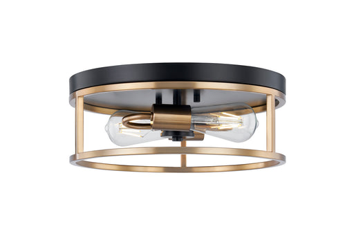 Justice Designs - NSH-4483-MBBR - Two Light Flush-Mount - Matte Black Canopy w/ Brass