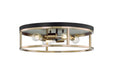 Justice Designs - NSH-4487-MBBR - Four Light Flush-Mount - Matte Black Canopy w/ Brass