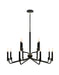 Justice Designs - NSH-8184-MBBR - 12 Light Chandelier - Matte Black w/ Brass