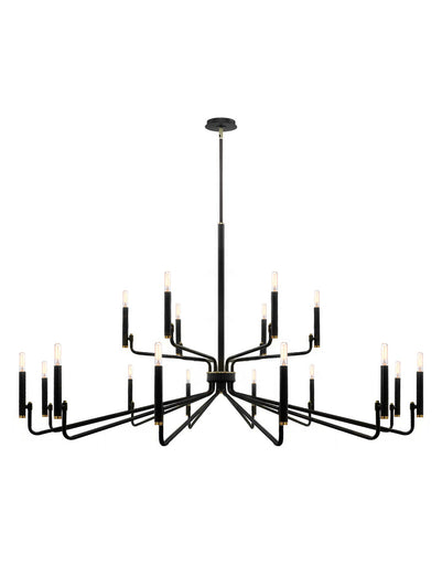 18 Light Chandelier Matte Black w/ Brass