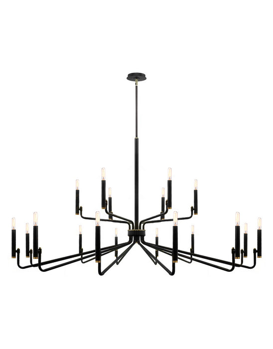 Justice Designs - NSH-8186-MBBR - 18 Light Chandelier - Matte Black w/ Brass