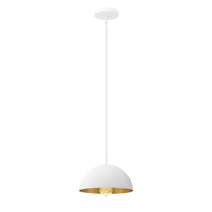Justice Designs - NSH-9840-MTGD - One Light Pendant - Matte White w/ Champagne Gold