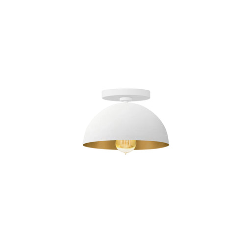 One Light Semi-Flush Mount Matte White w/ Champagne Gold