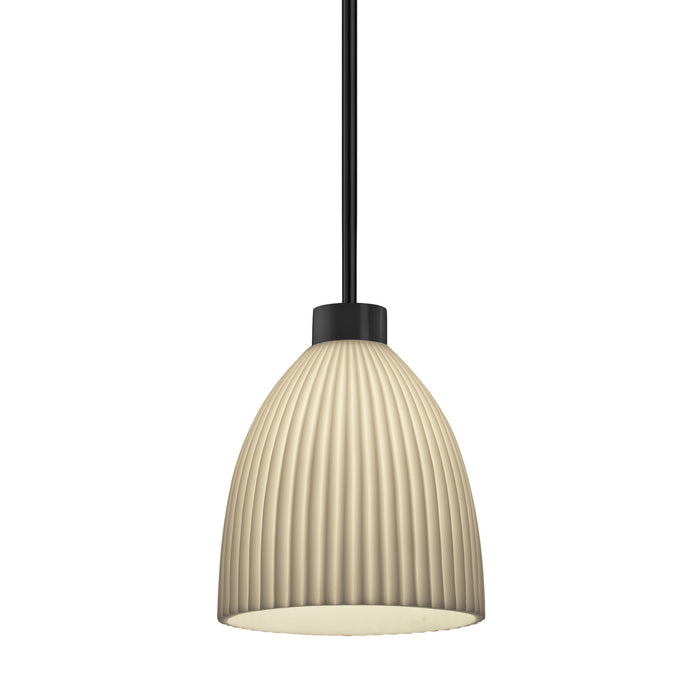 Justice Designs - PNA-8844-18-PLET-MBLK-RIGID - One Light Pendant - Porcelina - Matte Black