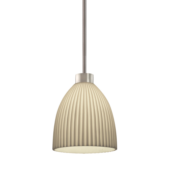 Justice Designs - PNA-8844-18-PLET-NCKL-RIGID - One Light Pendant - Porcelina - Brushed Nickel