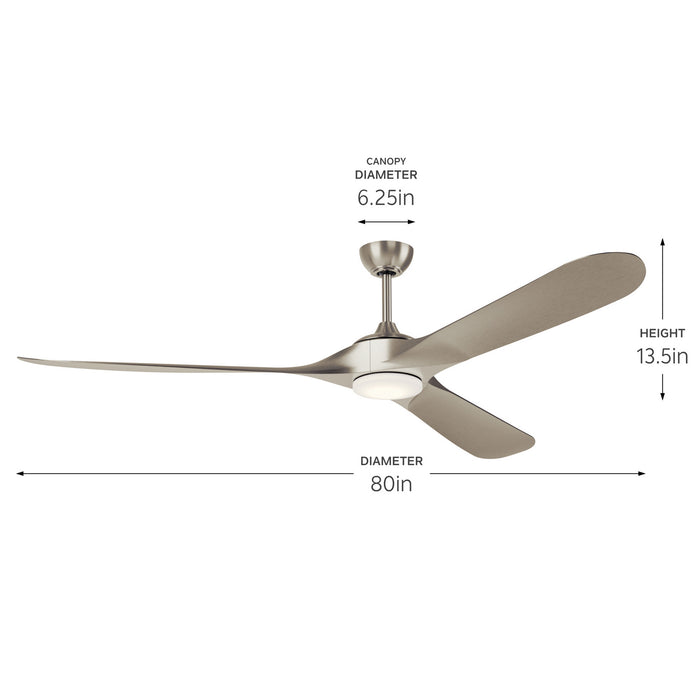 Kichler - 310680NI - 80"Ceiling Fan - Mylo - Painted Brushed Nickel