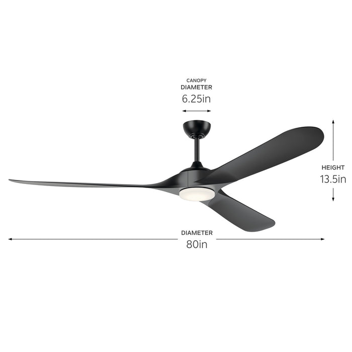 Kichler - 310680SBK - 80"Ceiling Fan - Mylo - Satin Black