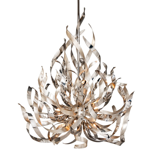 Graffiti Nine Light Chandelier Silver Leaf