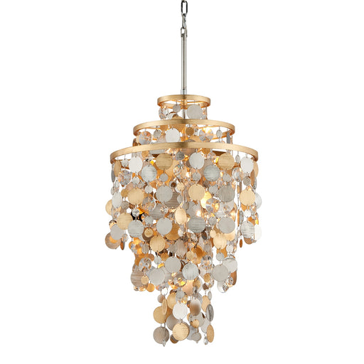 Ambrosia Five Light Chandelier Gold Silver Leaf & Stainless
