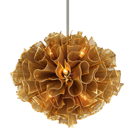 Pulse 12 Light Chandelier Gold Leaf