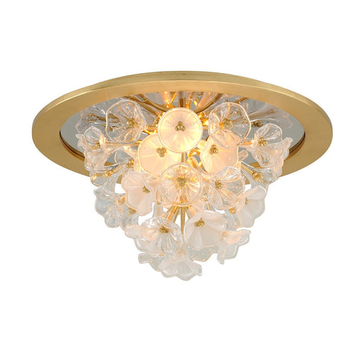 Jasmine Three Light Flush Mount Gold Leaf