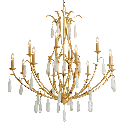 Prosecco 12 Light Chandelier Gold Leaf