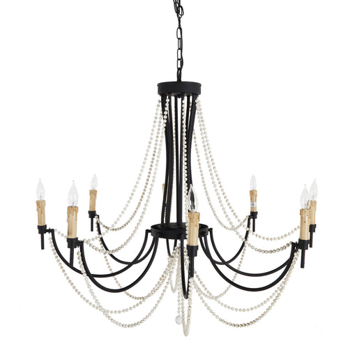 Percy Eight Light Chandelier Rusty Black|Distressed Ivory
