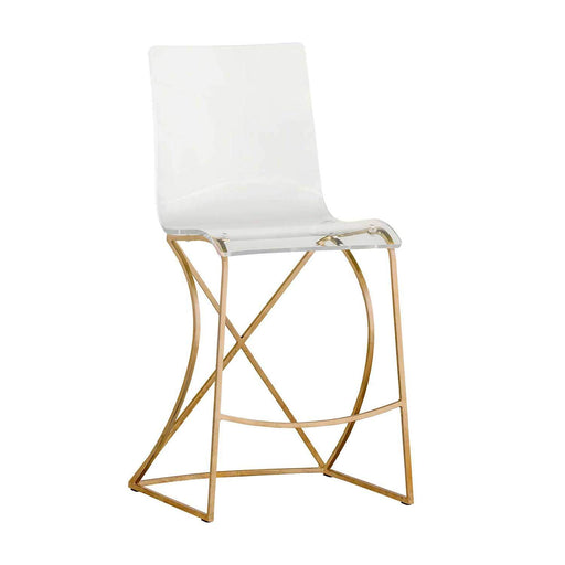 Johnson Counter Height Stool Antique Gold|Clear Acrylic