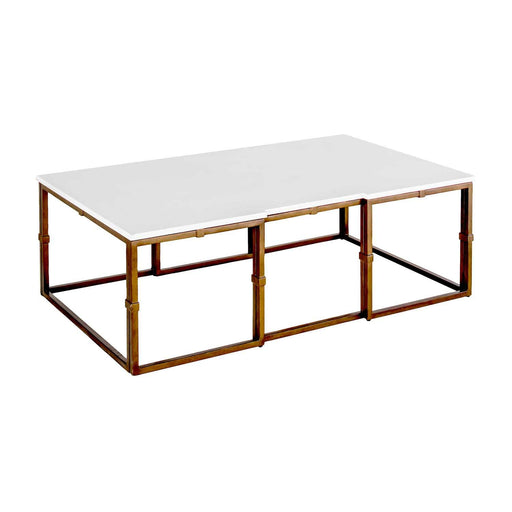 Stevens Coffee Table Antique Textured Gold|White Seagrass|Clear Resin