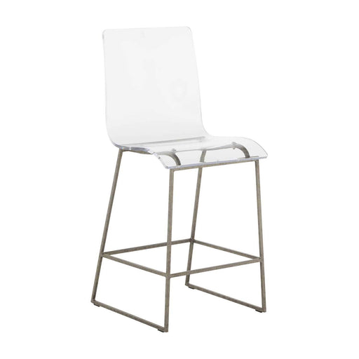 King Counter Height Stool Antique Silver|Clear Acrylic