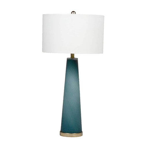 Brianna One Light Table Lamp Blue Hand-Cut Glass|Champagne