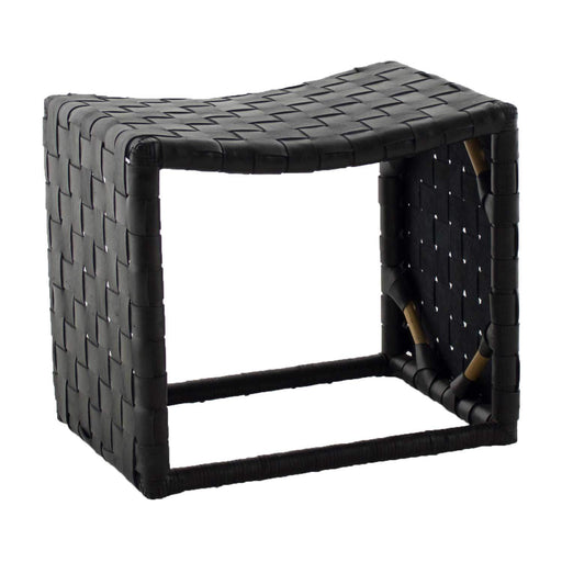 Dover Stool Natural Rattan|Black Leather