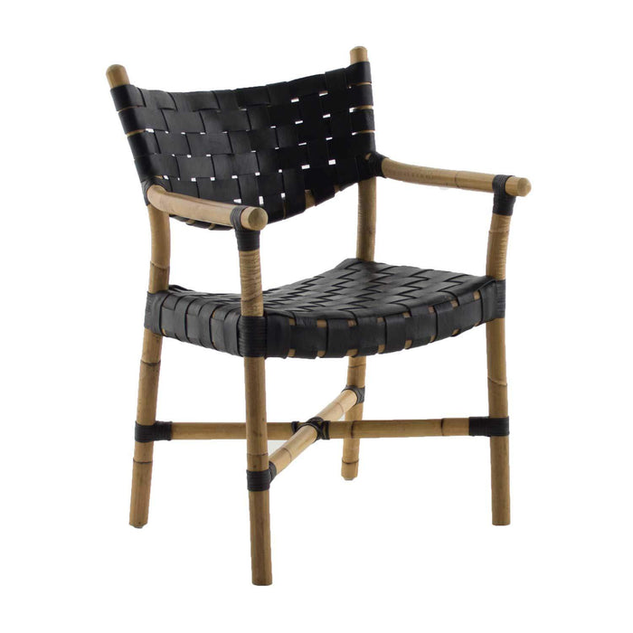 Gabby - SCH-158230 - Arm Chair - Morrison - Natural Rattan|Black Leather