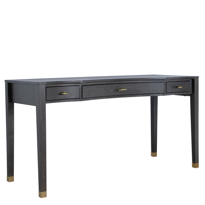 Gabby - SCH-158395 - Desk - Nathan - Dark Gray Cerused Oak|Stainless Gold