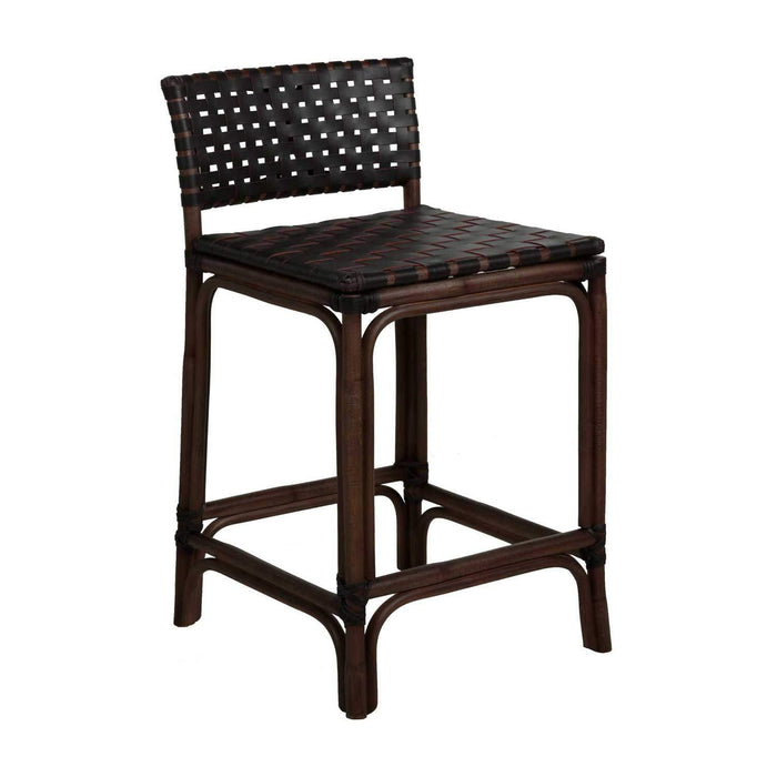 Gabby - SCH-160140 - Counter Height Stool - Dylan - Dark Brown Rattan|Dark Brown Leather