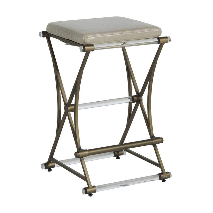 Gabby - SCH-160160 - Counter Height Stool - Flynn - Antique Gold|Clear Acrylic|Light Gray Leather