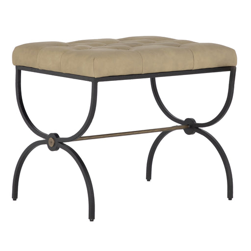 Galvin Stool Light Gray Leather|Textured Black|Brushed Brass
